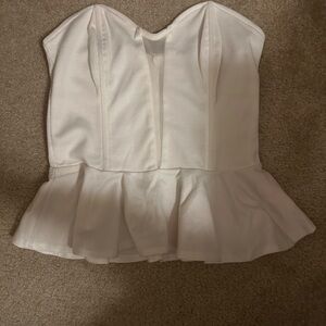Phanuel White Strapless Peplum Blouse